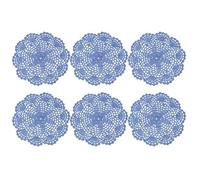sourcing map 6Pcs Crochet Doilies Handmade Tray Doilies 7.8" Round Cloth Placemats Lace Coasters for Crafts, Daily Use, Festivals, Home Decoration, Blue