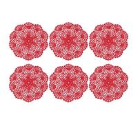 sourcing map 6Pcs Crochet Doilies Handmade Tray Doilies 7.8" Round Cloth Placemats Lace Coasters for Crafts, Daily Use, Festivals, Home Decoration, Red