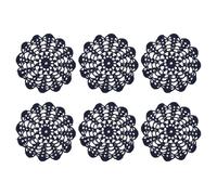sourcing map 6Pcs Crocheted Cotton Doilies, 14cm Lace Doilies for Tables Cloth Lace Placemats Handmade Tray Doilies Round Cups Coasters for Glasses Crafts Kitchen Dining Room, Navy Blue