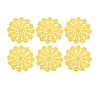 sourcing map 6Pcs Crocheted Cotton Doilies, 14cm Lace Doilies for Tables Cloth Lace Placemats Handmade Tray Doilies Round Cups Coasters for Glasses Crafts Kitchen Dining Room, Yellow