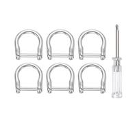 sourcing map 6pcs D-Rings Screw in Shackle 12mm Metal Horseshoe U Shape Semicircle D Ring Purse Key Holder with Screwdriver for DIY Leather Craft Keychain Collar Accessories, Silver