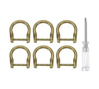sourcing map 6pcs D-Rings Screw in Shackle 15mm Metal Horseshoe U Shape Semicircle D Ring Purse Key Holder with Screwdriver for DIY Leather Craft Keychain Collar Accessories, Aged Bronze