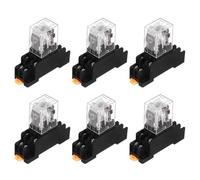 sourcing map 6Pcs DC 12V Electromagnetic Power Relay, 8-Pin 5A Power Coil Relay with LED Indicator and Socket Base DPDT 2NO 2NC - MY2NJ for Industrial, Home Appliances and DIN Rail System