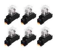 sourcing map 6Pcs DC 24V Electromagnetic Power Relay, 8-Pin 5A Power Coil Relay with LED Indicator and Socket Base DPDT 2NO 2NC - MY2NJ for Industrial, Home Appliances and DIN Rail System