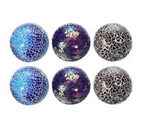 sourcing map 6Pcs Decorative Glass Balls 6cm Orbs Centerpiece Balls Mosaic Glass Ball Sphere for Decor Bowls Vases Dining Table Party, Purple, Blue, Brown