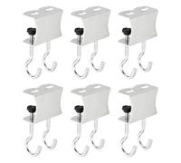 sourcing map 6pcs Desk Double Hooks Bag Hanger Holder 0.2-1.4 Inch (5-35mm) Adjustable Table Mount Handbag Purse Hook Clamp for Backpack Clothes Headphones Desk Hanging Storage, Silver Tone