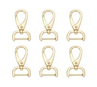 sourcing map 6pcs Detachable Snap Swivel Hook Clasp 3/4" (20mm) Zinc Alloy Lobster Claw Clasps for Keychain Lanyard Purse DIY Purse Strap, Light Gold