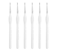 sourcing map 6pcs Detail Paint Brushes 8mm Pointed Tip 182mm Length Nylon Hair Miniature Painting Brushes for Watercolor Oil Acrylic Painting(00#), White