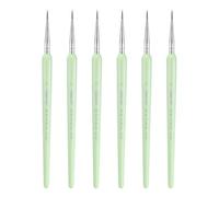 sourcing map 6pcs Detail Paint Brushes 9mm Pointed Tip Nylon Hair Miniature Painting Brush for Watercolor Oil Acrylic Painting(0#), Green