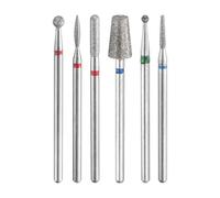 sourcing map 6pcs Diamond Grinding Bit Set 1.6/2/2.5/3/6mm Oval Cone Tapered Cylindrical Ball Head 2.35mm Shank Stone Sanding Drill Bits Rotary Tool for Ceramic Glass Nails Grinding Polishing