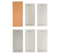 sourcing map 6pcs Diamond Sharpening Stone Set 80/240/600/1000/2000 Grit Double-Sided Knife Sharpening Stone with Leather Strop Surface Plate for Knives Scissors Kitchen Tools, Silver Tone