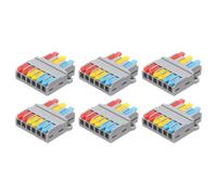 sourcing map 6pcs Din Rail Press Quick Terminal Blocks DIY Splicing Wire Connectors (3 in 6 out) 35A Terminal Blocks for Wiring Cable Circuit Inline 28-12AWG