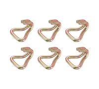 sourcing map 6Pcs Double J Hook, 11.8mm Dia 11023 lbs Ratchet Strap Tie Down Hook for 2" Tie Down Straps Wedding, Cars Trucks Trailers, Double Row Hooks Binder Accessories, Gold