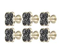 sourcing map 6Pcs Drawer Knobs, Zinc Alloy Decorative Four-Leaf Pull Handles with Screws for Furniture Dresser Wardrobe Cupboard, Crystal Black