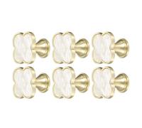 sourcing map 6Pcs Drawer Knobs, Zinc Alloy Decorative Four-Leaf Pull Handles with Screws for Furniture Dresser Wardrobe Cupboard, Pearl White