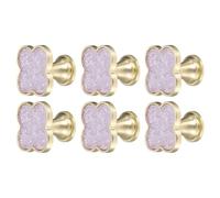 sourcing map 6Pcs Drawer Knobs, Zinc Alloy Decorative Four-Leaf Pull Handles with Screws for Furniture Dresser Wardrobe Cupboard, Crystal Purple