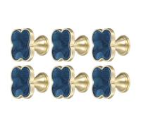 sourcing map 6Pcs Drawer Knobs, Zinc Alloy Decorative Four-Leaf Pull Handles with Screws for Furniture Dresser Wardrobe Cupboard, Pearl Blue