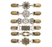 sourcing map 6Pcs Dress Clips Back Cinch, Retro Sweater Cardigan Shawl Collar Cloak Waist Clips Shirt Brooch to Hold Sweater Together for Women (Bronze, 6 Designs)
