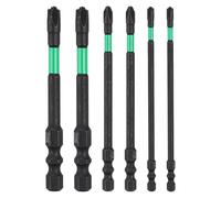 sourcing map 6pcs Electrician Impact Screwdriver Bit 3"/4"/6" FPH2 Electric Bits 1/4" Hex Shank S2 Magnetic Slotted Phillips Screw Driver Drill for Electrical Air Switch Breaker, Black/Green