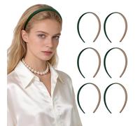 sourcing map 6pcs Fabric Headbands for Women, Thin Headband Non-Slip Hair Bands Hoops Wash Face Hairband Fashion Accessories Colorful Headwear for Makeup, Washing Face, Sports Party, Dark Green