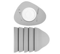 sourcing map 6pcs Faux Leather Placemats for Dinner Table, PU Leather Drop-Shaped Table Mats Placemats Heat Resistant Waterproof Oil Proof Kitchen Placemats, Gray