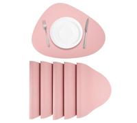 sourcing map 6pcs Faux Leather Placemats for Dinner Table, PU Leather Drop-Shaped Table Mats Placemats Heat Resistant Waterproof Oil Proof Kitchen Placemats, Pink