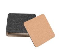 sourcing map 6Pcs Felt and Cork Coaster for Drink 4 Inch Cork Coasters with Felt Side for Indoor and Outdoor Tabletop Protection, Absorbent, Anti Slip (Square, Black)