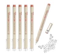 sourcing map 6Pcs Fineliner Ink Pens, 0.15mm Brown Micro Pens with Waterproof Archival Ink for Watercolor Sketching Cartoon Technical Drawing