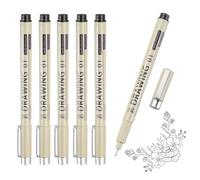 sourcing map 6Pcs Fineliner Ink Pens, 0.25mm Black Micro Pens with Waterproof Archival Ink for Watercolor Sketching Cartoon Technical Drawing