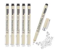 sourcing map 6Pcs Fineliner Ink Pens, 0.35mm Black Micro Pens with Waterproof Archival Ink for Watercolor Sketching Cartoon Technical Drawing
