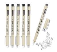 sourcing map 6Pcs Fineliner Ink Pens, 0.3mm Black Micro Pens with Waterproof Archival Ink for Watercolor Sketching Cartoon Technical Drawing