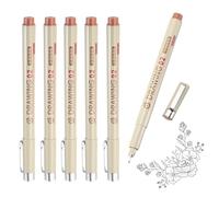 sourcing map 6Pcs Fineliner Ink Pens, 0.3mm Brown Micro Pens with Waterproof Archival Ink for Watercolor Sketching Cartoon Technical Drawing