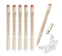 sourcing map 6Pcs Fineliner Ink Pens, 0.45mm Brown Micro Pens with Waterproof Archival Ink for Watercolor Sketching Cartoon Technical Drawing