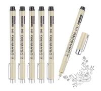 sourcing map 6Pcs Fineliner Ink Pens, 0.4mm Black Micro Pens with Waterproof Archival Ink for Watercolor Sketching Cartoon Technical Drawing