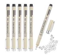 sourcing map 6Pcs Fineliner Ink Pens, 0.5mm Black Micro Pens with Waterproof Archival Ink for Watercolor Sketching Cartoon Technical Drawing