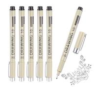 sourcing map 6Pcs Fineliner Ink Pens, 0.9mm Black Micro Pens with Waterproof Archival Ink for Watercolor Sketching Cartoon Technical Drawing