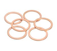 sourcing map 6Pcs Flat Washer, M24 Copper Washers Copper Sealing Ring Crush Washer Kit Assortment, 24mm ID, 30mm OD, 2mm Thick for Bolts Screws Machinery Repair