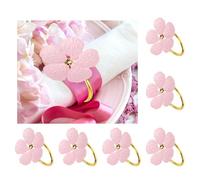 sourcing map 6Pcs Flower Napkin Rings, Alloy Floral Serviette Buckles Holders for Dining Table Decorations Wedding Birthday Holiday Party, Pink