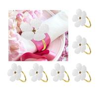 sourcing map 6Pcs Flower Napkin Rings, Alloy Floral Serviette Buckles Holders for Dining Table Decorations Wedding Birthday Holiday Party, White