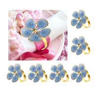 sourcing map 6Pcs Flower Napkin Rings, Alloy Floral Serviette Buckles Holders for Dining Table Decorations Wedding Birthday Party, Blue