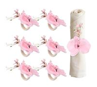 sourcing map 6Pcs Flower Napkin Rings, Handmade Orchid Napkin Ring Holders Buckles Table Decorations for Christmas Thanksgiving Valentine Decor Wedding Parties, Banquet, Home, Light Pink