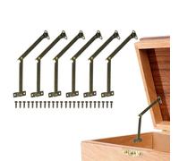 sourcing map 6Pcs Folding Lid Support Hinges, 180 Degree Iron Rotatable Furniture Lid Hinge, 4.09" x 1.57" Lid Stay Hinge for Cabinet, Wooden Boxes, Home Furniture, Window, Doors, Bronze