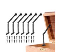 sourcing map 6Pcs Folding Lid Support Hinges, 4.3" 180 Degree Rotatable Hinges, Iron Lid Stay Hinge for for Cabinet Wardrobe Wooden Jewelry Box Cupboard Storage Shelve, Black