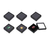 sourcing map 6Pcs Gemstone Display Box, 2.4x2.4x0.8inch Acrylic Small Diamond Cases Square Jewelry Boxes Container with Sponge Cushions Clear Lids for Gems Coins Ring Crystal, Black