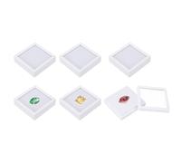 sourcing map 6Pcs Gemstone Display Box, 3.6x3.6x1.1inch Acrylic Small Diamond Cases Square Jewelry Boxes Container with Sponge Cushions Clear Lids for Gems Coins Ring Crystal, White