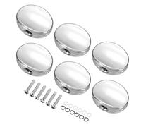 sourcing map 6Pcs Guitar Tuning Pegs Knob, Oval Shape Head Replacement Buttons Knob Handle Tip Plastic with Matching Screws and Washer for Acoustic Electric Bass Guitar, Silver