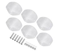 sourcing map 6Pcs Guitar Tuning Pegs Knob, Oval Shape Head Replacement Buttons Knob Handle Tip Plastic with Matching Screws and Washer for Acoustic Electric Bass Guitar, White Pearl