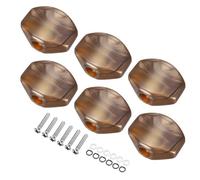 sourcing map 6Pcs Guitar Tuning Pegs Knob, Oval Shape Head Replacement Buttons Knob Handle Tip Plastic with Matching Screws and Washer for Acoustic Electric Bass Guitar, Brown Pearl