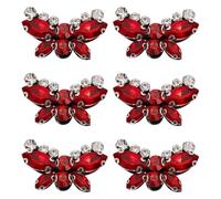 sourcing map 6Pcs Handmade Butterfly Beaded Patches, 1.57" x 1.08" Crystal Rhinestone Appliques Butterfly Patches Appliques Sew on Beaded Patch for Clothing DIY Sewing, Light Bright Red