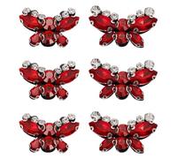 sourcing map 6Pcs Handmade Butterfly Beaded Patches, Crystal Rhinestone Appliques Large & Small Butterfly Patches Appliques Sew on Beaded Patch for Clothing DIY Sewing, Light Bright Red